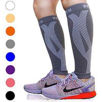 BLITZU Calf Compression Sleeve Leg Performance Support for Shin Splint & Calf Pain Relief. Men Women Runners Guards Sleeves for Running. Improves Circulation and Recovery (Gray, Large/X-Large)