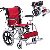 FLYSXP Wheelchair Portable Travel Chair Disabled Elderly Lightweight Manual Wheelchair Portable Transport Folding Wheelchair Wheelchair (Color : Red)