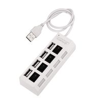 AkoMatial Portable High Speed Multifunction 4 Ports USB 2.0 High Speed Power ON/Off Switch Hub Adapter for Computer Laptop