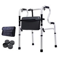 LBYMYB Elderly Walker Wheeled Walker S-Type Double Handrail Pulley/No Pulley Lightweight Folding Auxiliary Walker Wheelchair (Size : Pulley)
