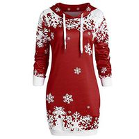 Christmas Long Sleeve Sweatshirt, for Women Fashion Snowflake Printed Tops Hooded Tunics Jumper Pullover Blouses Long Section 2019 New Autumn & Winter Xmas Ladies, Viviplus Clothing
