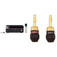 Yamaha RX-V683BL 7.2-Channel MusicCast AV Receiver with Bluetooth, Works with Alexa & AmazonBasics Speaker Connector Banana Plugs - 6 Pairs