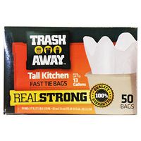 Trash Away Fast Tie Trash Bags (50 Ct, 13 Gallons) - White
