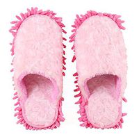 Super Chenille Microfiber Washable Mop Slippers Shoes For Women Floor Dust Dirt Hair Cleaner (Color : Pink, Size : 6 US)