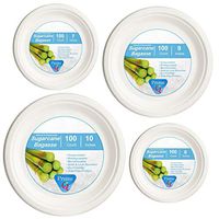 PrimeQ [100 Count] Compostable Salad Plates (7 Inch) Heavy Duty & Made From Natural Bagasse - Sugarcane