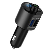 (Upgraded Version) QC3.0 Bluetooth FM Transmitter for Car, Wireless in-Car FM Radio Adapter Car Kit, Hands-Free Calling with Dual USB Charging Ports, U-Disk MP3 Player for All Smartphones