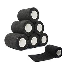 Estong 3"x5 Yards Vet Tape Wrap Wrist Ankle Bandage Stretch Self-Adherent Tape for Sports Black 6 Rolls