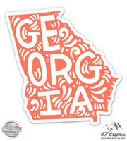Georgia Shape Cute Letters Native Local - 3" Vinyl Sticker - For Car Laptop I-Pad Phone Helmet Hard Hat - Waterproof Decal