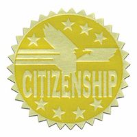 Self-Adhesive 1 3/4" Gold Foil Stamped Certificate Seals - Citizenship - 216 Total!