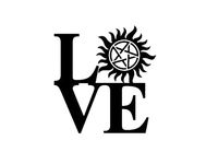 TV Supernatural Love Anti Possession Symbol, Silver, 6 Inch, Die Cut Vinyl Decal, for Windows, Cars, Trucks, Toolbox, Laptops, MacBook-virtually Any Hard Smooth Surface