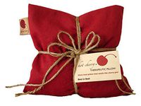 Hot Cherry Pit Pillow Square - Red Denim, Natural-Dyed (Minimal Package/Twine) Natural Moist Heat or Cold Therapy for Muscle Pain, Tension Relief, Headaches, Arthritis, Aromatherapy - Microwavable