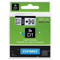 DYMO 43613 D1 High-Performance Polyester Removable Label Tape, 1/4-Inch x 23 ft, Black on White