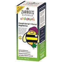 Zarbee's Naturals Children's Cough Syrup + Mucus Reducer Nighttime Natural Grape Flavor - 4 oz, Pack of 4