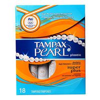 Tampax Pearl Plastic Unscented Tampons, Super Plus Absorbency, 18-Count (Pack of 12)
