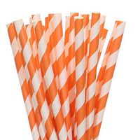 Orange Striped Paper Straw (50)