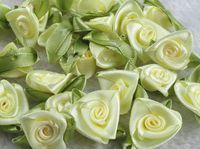 100pcs Daffodil Satin Ribbon Flower w/Appliques-5 Color-(Pick Color) (Yellow)