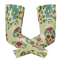WXLIFE Floral Sugar Skull Face Sun Uv Protection Sport Arm Sleeves for Men Women Kids Running Basketball Cycling Arm Warmer Sleeves 1 Pair