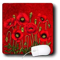 3D Rose"Bright Red Poppy Garden with Bokeh Swirl Background" Matte Finish Mouse Pad - 8 x 8" - mp_214563_1