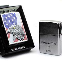 Free Engraving, Groomsmen Zippo Lighter Perfect for Boyfriend, Anniversary Gifts (USA Flag with Eagle Emblem)
