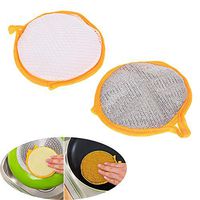 EORTA 10 Pieces Double Sides Cleaning Pads Kitchen Sponge Round Scouring Pads Non-Scratch Heavy Duty Dish Washing Tool, Reusable and Multifunctional, 12x2 cm, Random Color