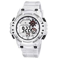 Fxbar, Cool Design Men Sport Watch LED Screen Back Light Automatic Watch Military Army Stopwatch (White)