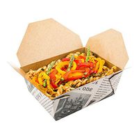 Disposable Take Out Container, #8 To Go Box - Eco-Friendly Paper - Rectangle - 45 oz - Newsprint with Kraft Interior - 200ct Box - Restaurantware