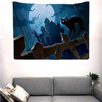 Bosji Wall Decor Tapestry, Halloween Festive Atmosphere Wall Hanging Blanket with Pumpkin Face Skull Castle Hippie Printed Wall Decorations Tablecloth