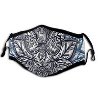 Paisley Petals Themed Lotus Flower Illustration Anti Pollution ProductBreathable Health for Gray Sky with Adjustable Earloop