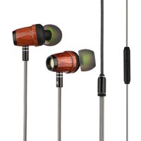 Wood Earphones, Zermie Wood In-ear Headphones with Microphones Noise canceling Heavy Bass Wired Earbuds for iPhone iPad Samsung Android Cell Phones Tablets Laptop