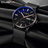 Men Watches,Fxbar Luxury Quartz Sport Military Stainless Steel Dial Leather Band Wrist Watch Business Automatic Watch (A)