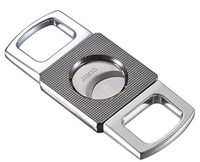 Personalized Visol Cortez Grid Design Double Guillotine Cigar Cutter - Chrome with Free Laser Engraving