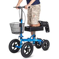 ZBYL All Terrain Knee Scooter with 12 inches Wheels, Steerable Knee Walker for Foot Injuries Ankles Surgery, Heavy Duty Crutches Alternative Blue