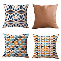 Rosiest Seat Cushion Cover Multicolor Geometric Flax Leather European Style Mixed Chair Cushion Cover Easy Wash Breathable 45x45cm(4pcs)