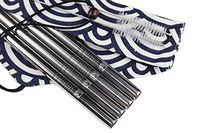 4 Pcs 8.5” Reusable Boba Straws & Smoothie Straws - Silver with Angled Tips, 0.5” MB Modern Wide Stainless Steel Straws, Metal Straws for Bubble Tea, Milkshakes, Metal Straw Boba, Dishwasher Safe