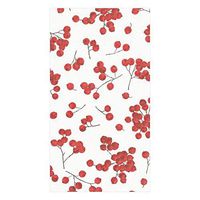 Caspari Berry Gathering Paper Linen Guest Towel Napkins in Ivory & Red, 12 Per Package