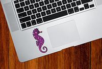 Yadda-Yadda Design Co. Purple Seahorse - Stained Glass Style - Vinyl Trackpad Tablet Decal - Copyright 2016 (1.25" w x 3" h) (Small, Purple, FACE Right)