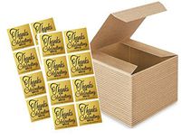 12pk 4 x 4 x 3" Kraft Brown Gift Candy & Party Favor Boxes with Thank You for Celebrating with Us Stickers