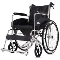 Seat Cushion Aluminum Alloy Potty Elderly Walker, Handbrake and Quick Release Rear Wheel Wheelchair Folding Lightweight Walking Trolley Free Inflatable Wheelchair
