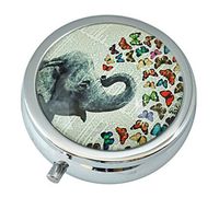 WuCong Elephant and Butterflies Custom Fashion Design Glass Round Pill Case Western Medicine Tablet Holder Decorative Box