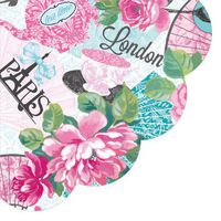 Round Paper Napkins 24 pcs Good Morning Pink Roses Paris London Decoupage