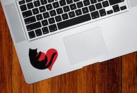 Yadda-Yadda Design Co. Cat Hugging Heart - Contour Cut and Printed and Trackpad | Laptop | MacBook | Computer - Vinyl Decal Sticker YYDC (2.75" w x 2.75" h) (Color Choices) (RED)