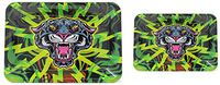 Eclipse Black Panther Tiger Design Handy Durable Metal Rolling Tray 2 Size Bundle, RollTrayTiger
