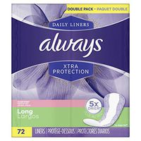 Always Xtra Protection Daily Feminine Panty Liners for Women, 288 Count, Long Length, Fresh Scent, 72 Count - Pack of 4 (288 Count Total)