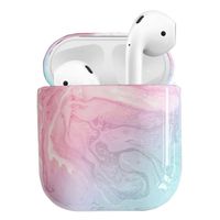 Suhctuptx Compatible for AirPods 2019 1st/2nd Generation Marble Case No Keychian Holder Accessories Kits, Hard PC Wireless Charging 360 Protective Skin Dust Guard Glitter Earbud Cover(Marble Pink)