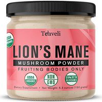 Organic Lions Mane Mushroom Extract Powder from Whole Fruiting Bodies – Nootropic Brain Support Supplement with 25% Betaglucans- 2500mg/Serving of Lion’s Mane Powder - Supports Mental Clarity & Immune