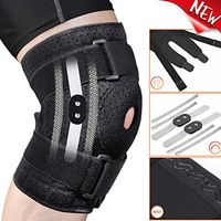 Hinged Knee Brace with 4 Straps & 4 Springs, Adjustable Open Patella Support for Arthritis, ACL, LCL, MCL, Sports Exercise, Meniscus Tear,Compression Knee Braces Non-Slip Fit for Running,Women,Men