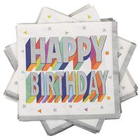 JAM PAPER Birthday Party Beverage Napkins - 5 x 5 - Colorful Confetti - 16 Napkins/Pack