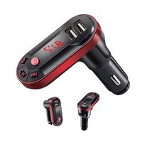 Bluetooth Fm Transmitter for Car, Wireless Radio Adapter with USB Charger, Speakerphone Audio Receiver for Automobile, Aux Handsfree Calls, Auto Stereo Mp3 Music Player (CT35-Red)