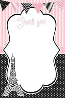 30 Blank Thank You Cards Notes Paris Baby Shower Birthday + 30 White Envelopes
