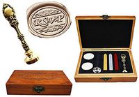 MNYR Vintage RSVP Barque Decorative Luxury Wood Box Bronze Metal Peacock Wedding Invitations Gift Cards Paper Stationary Envelope Custom Wax Seal Sealing Stamp Sticks Melting Spoon Wood Gift Box